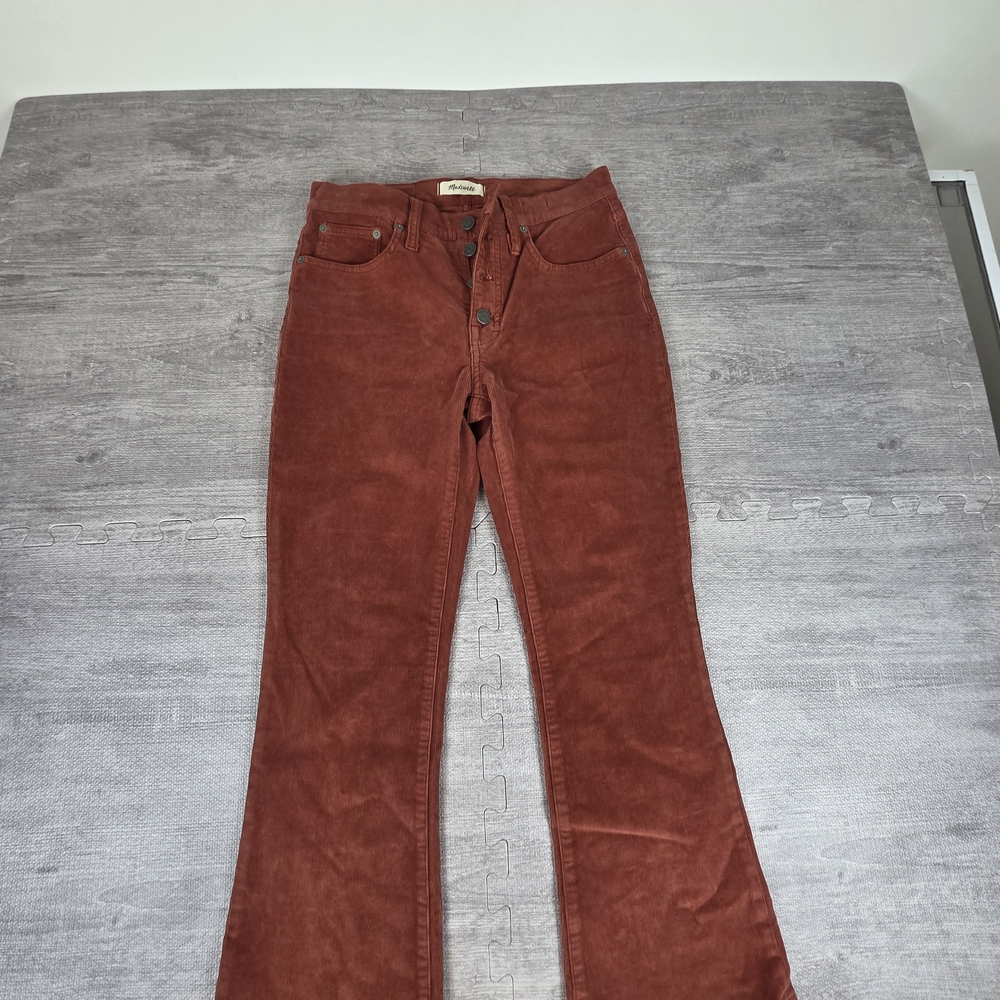 Madewell Cali Demi Boot Corduroy Pants Size 28 Rust High Rise Flare